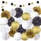 EpiqueOne 22 PIece Birthday Decorations Kit; Party Decorations for Birthdays, Bachelorette, Bridal Showers, Engagements, Weddings, & More; Tissue Pom Poms & Paper Lanterns (Black, Gold, & White)